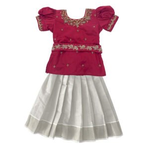 Readymade Embroidered Kids Lehenga for Girls Kerala South Indian Pattu Pavadai Langa for Kids