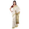 Kerala Kasavu Saree for Women with Rich Pallu Design and Unstitched Blouse Piece