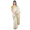 Kerala Kasavu Saree for Women with Rich Pallu Design and Unstitched Blouse Piece