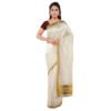 Kerala Kasavu Saree for Women with Rich Pallu Design and Unstitched Blouse Piece