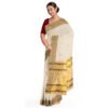 Kerala Kasavu Saree for Women with Rich Pallu Design and Unstitched Blouse Piece