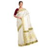 Kerala Kasavu Saree for Women with Rich Pallu Design and Unstitched Blouse Piece