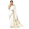 Kerala Kasavu Saree for Women with Rich Pallu Design and Unstitched Blouse Piece