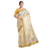 Kerala Kasavu Saree for Women with Rich Pallu Design and Unstitched Blouse Piece