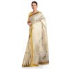 Kerala Kasavu Saree for Women with Rich Pallu Design and Unstitched Blouse Piece