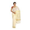 Kerala Kasavu Saree for Women with Rich Pallu Design and Unstitched Blouse Piece